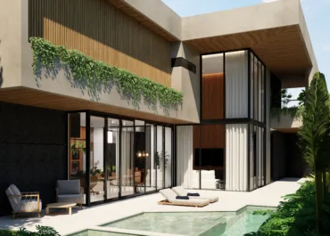 Render 3D - Área da piscina com integração interna - Projeto: Millet Arquitetura / Render: Ponto Fuga Studio