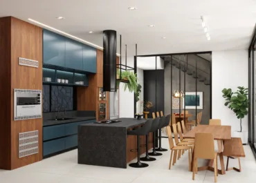 Render 3D - Sala e Cozinha Integrada - Projeto: Millet Arquitetura / Render: Ponto Fuga Studio